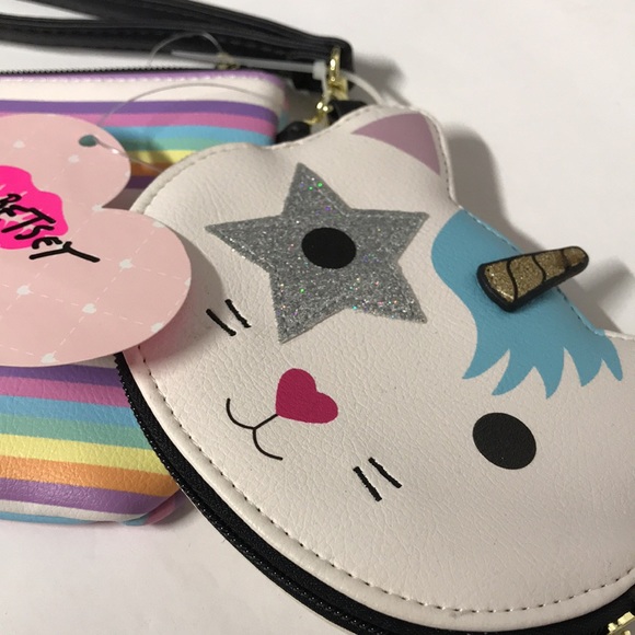 Betsey Johnson Wristlet Cat Rainbow wallet NWT - Picture 2 of 9